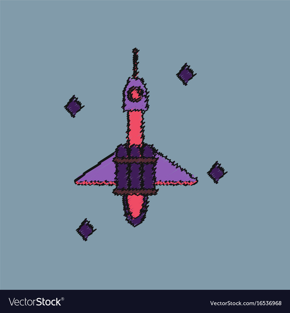 Flat icon design collection spaceship in space