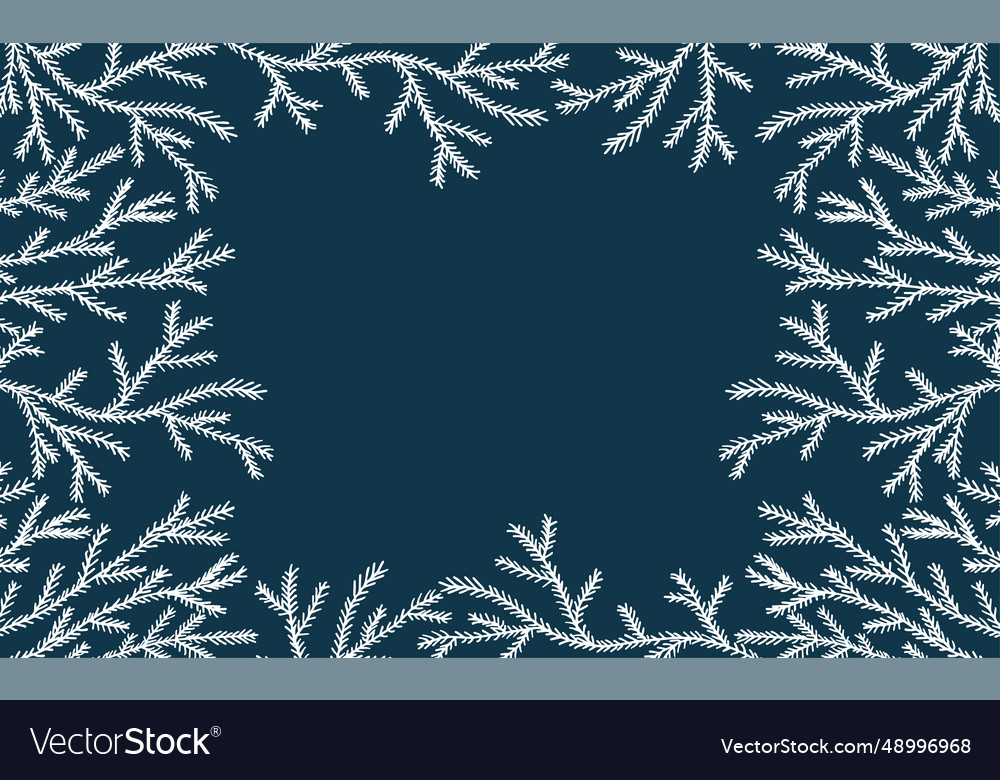 Frame white branches if spruce tree in hand drawn vector image Frame white branches if spruce tree in hand drawn