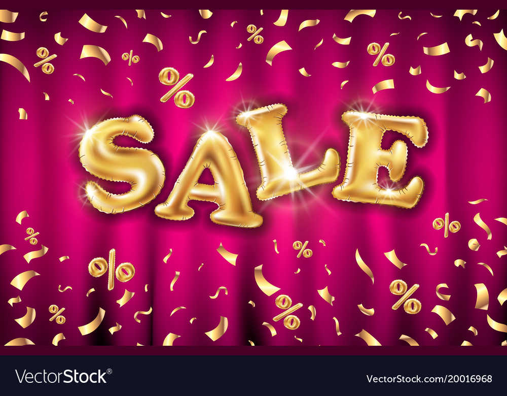 Glitter gold grand sale balloon sign and falling