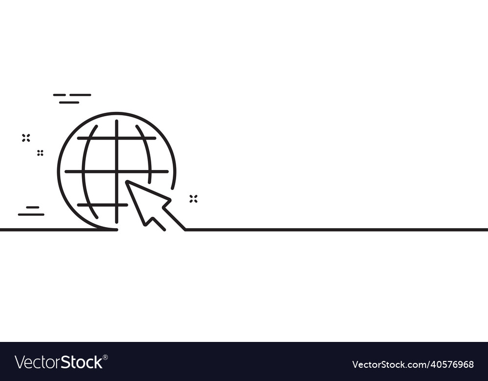Globe with mouse cursor line icon world sign vector image Globe with mouse cursor line icon world sign