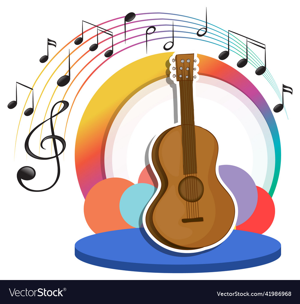 Guitar with music melody symbol cartoon Royalty Free Vector