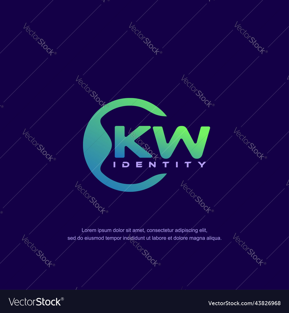 Kw Initial Letter Circular Line Logo Template Vector Image