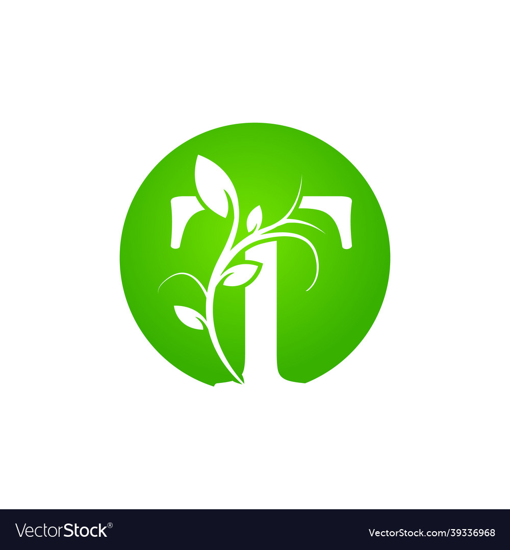 Letter t health spa logo green floral alphabet Vector Image