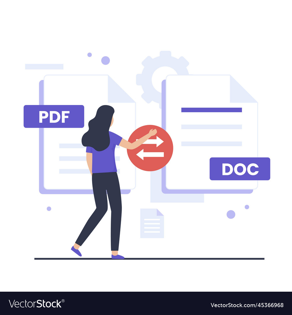 Pdf to doc convert design concept vector image Pdf to doc convert design concept