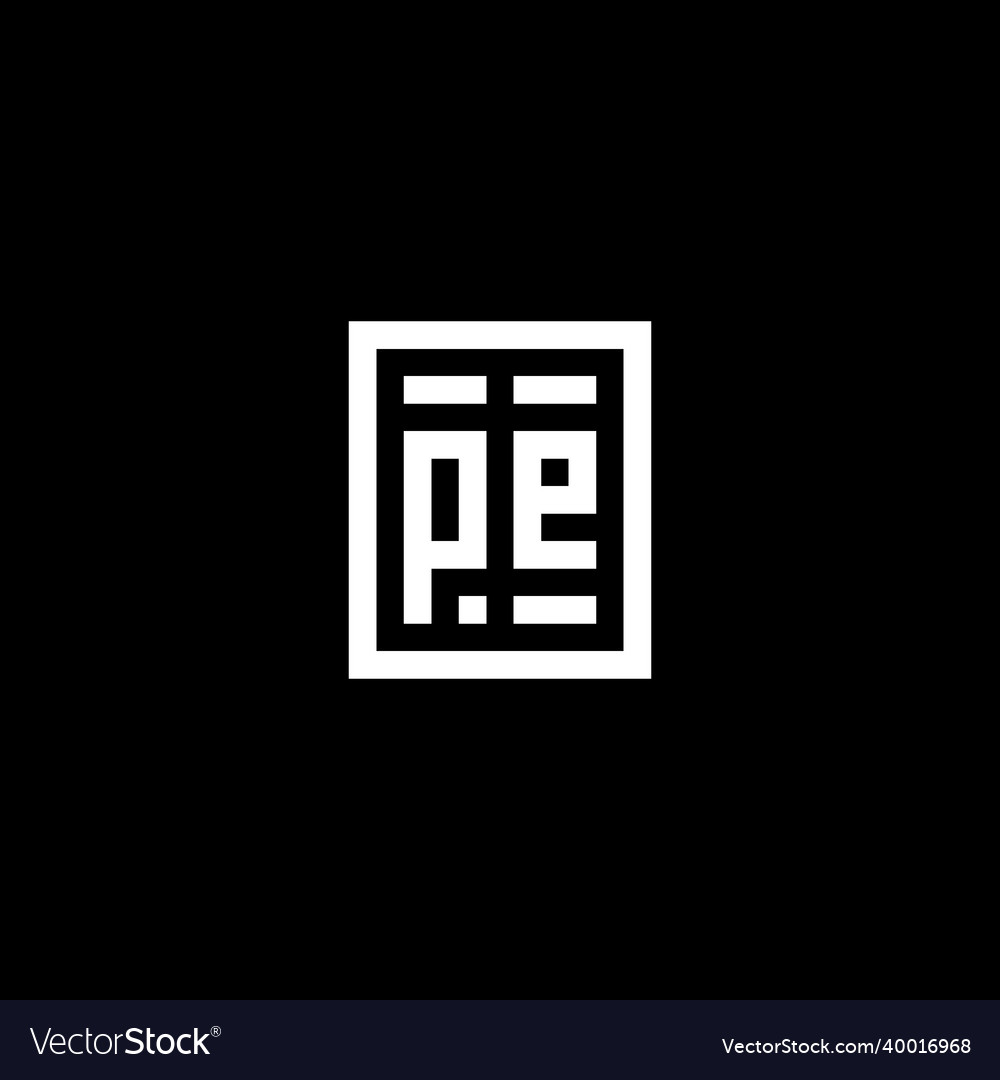 Pe initial logo with square rectangular shape