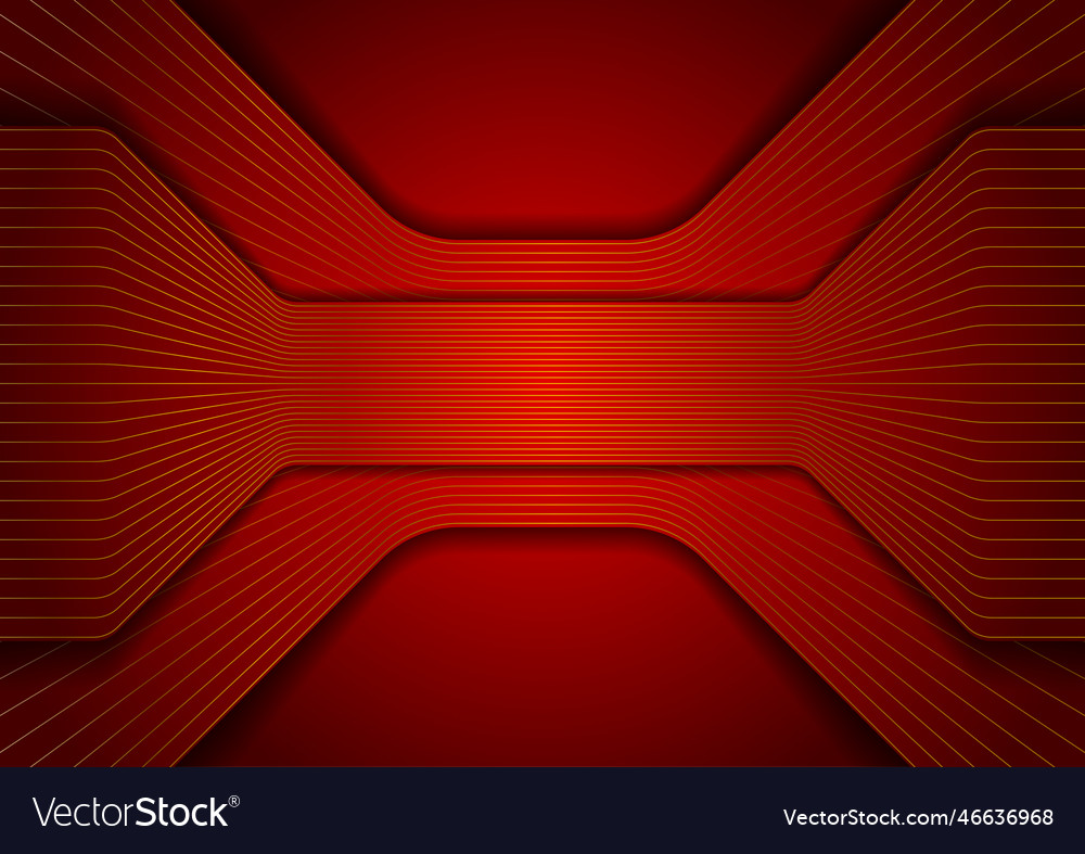 Red hi-tech abstract background with golden lines Vector Image Red hi-tech abstract background with golden lines