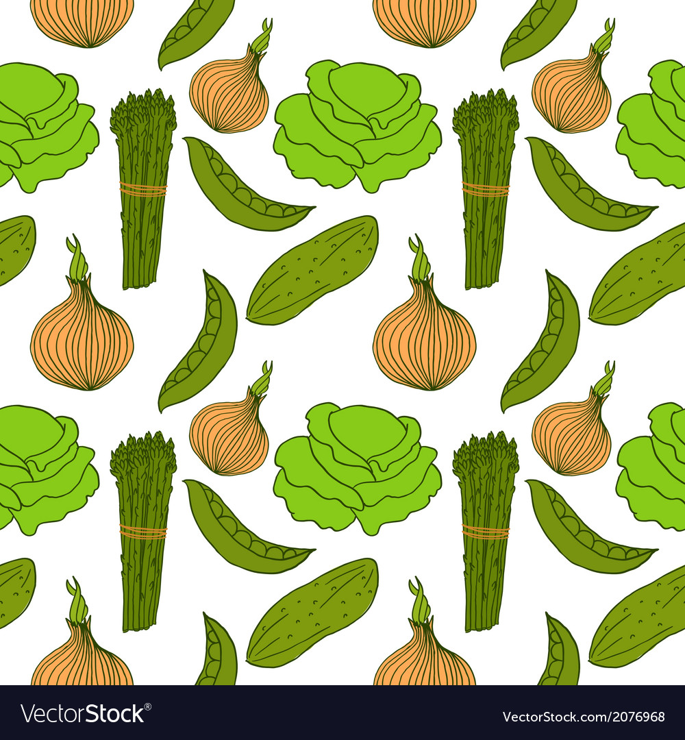 Seamless background with different vegetables