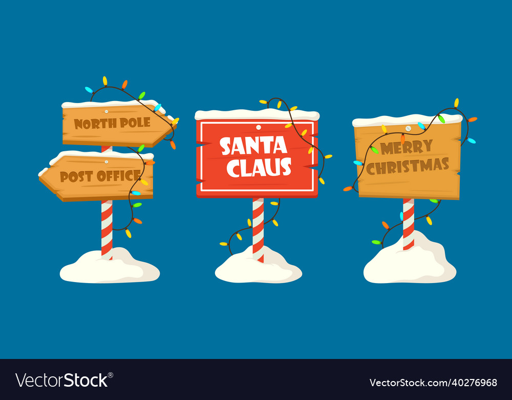 Set cute collection north pole signboards Vector Image