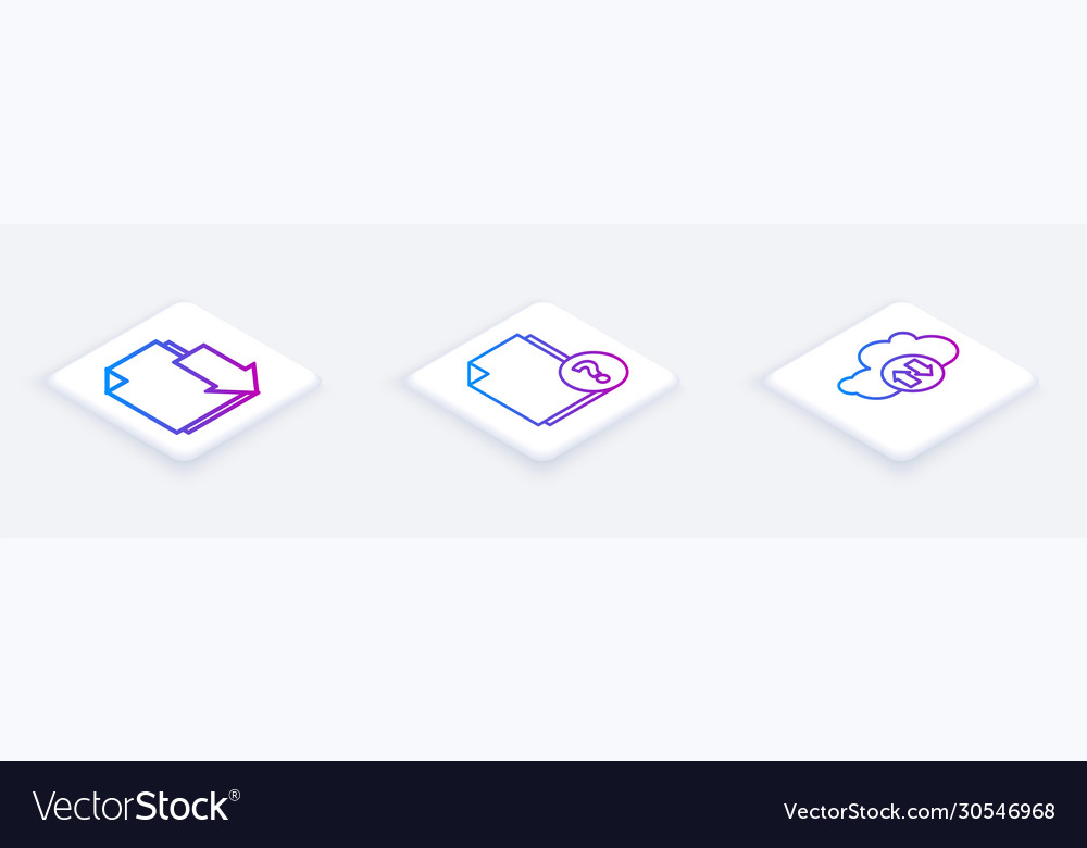 Set isometric line document with download unknown vector image Set isometric line document with download unknown