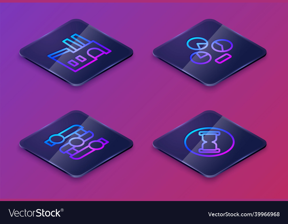 Set isometric line factory graph chart diagram Vector Image Set isometric line factory graph chart diagram