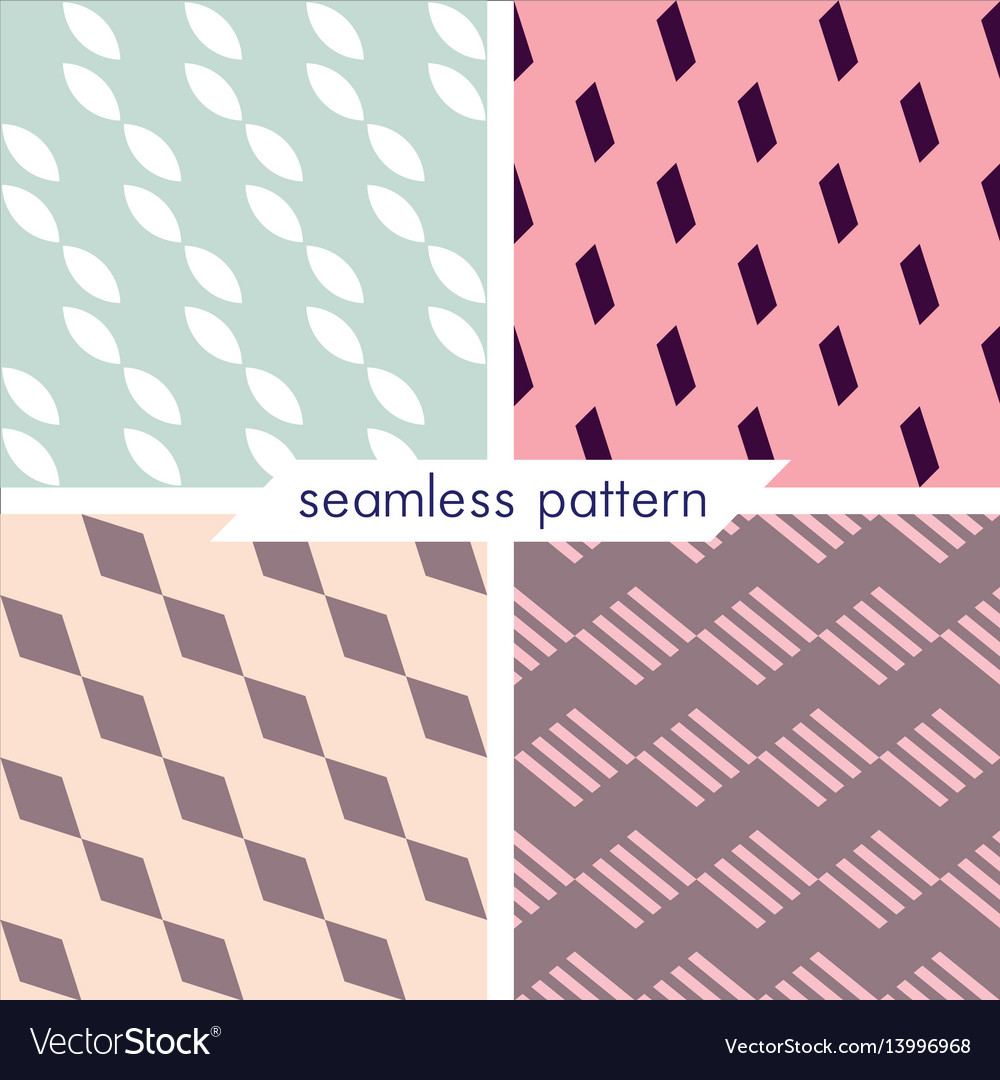 Set of four seamless geometrical patterns 15 vector image Set of four seamless geometrical patterns 15