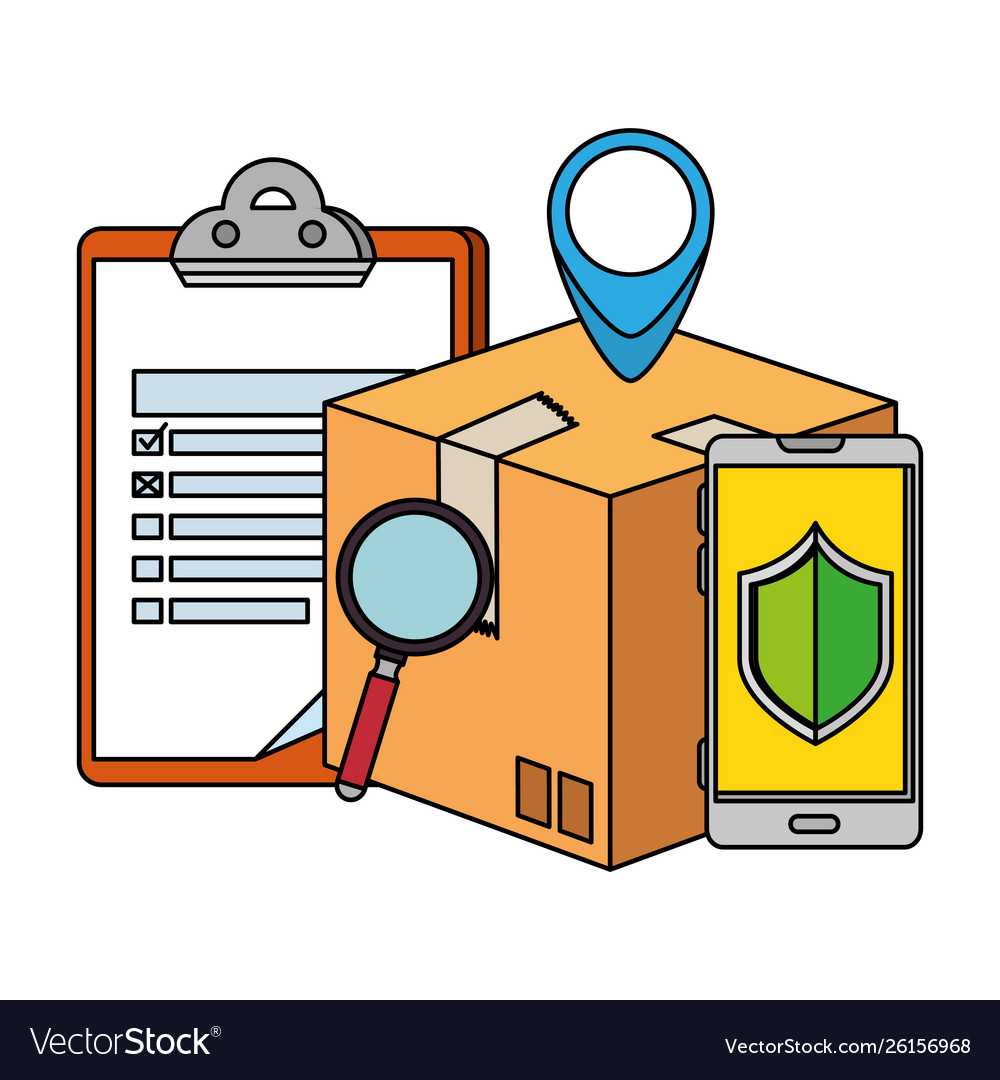 Smartphone with delivery app and checklist vector image Smartphone with delivery app and checklist