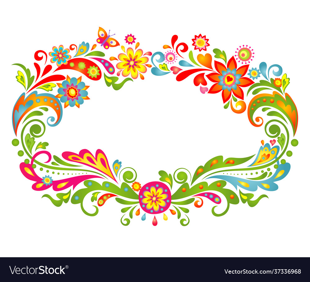 Summery colorful floral frame Royalty Free Vector Image