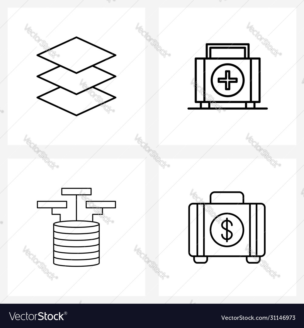 4 universal line icons for web and mobile arrange