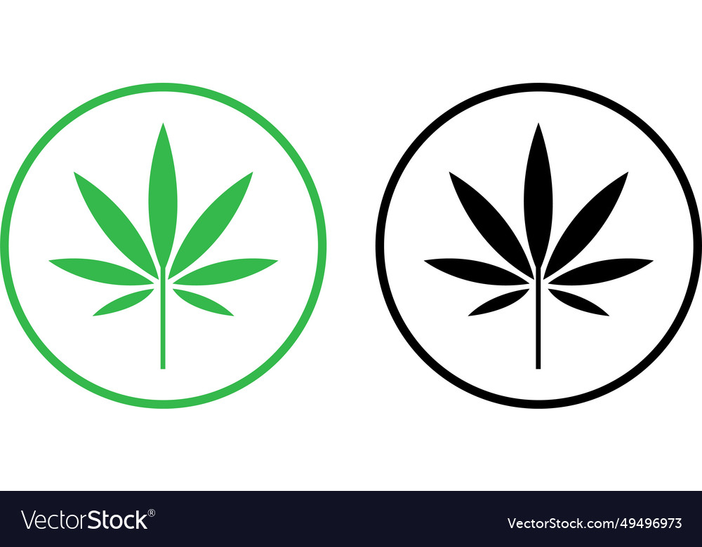 Cannabis leaf icon set hemp marijuana symbol Vector Image