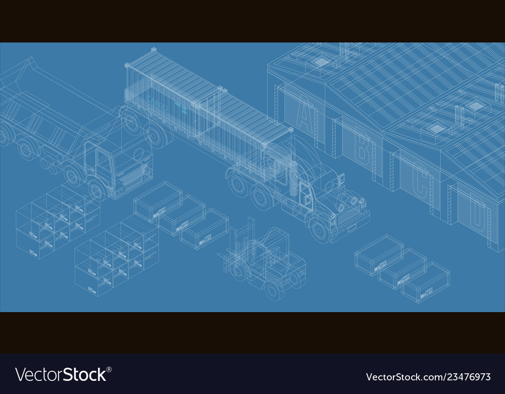 Contemporary sketch of warehouse Royalty Free Vector Image