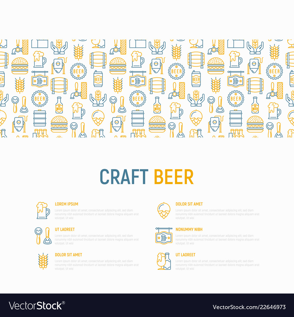 Craft beer concept with thin line icons