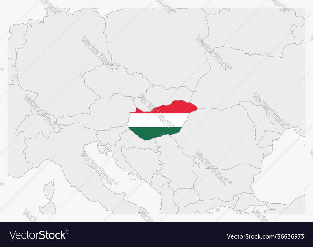 Hungary Map Highlighted In Hungary Flag Colors Vector Image Hungary Map Highlighted In Hungary Flag Colors Vector Image