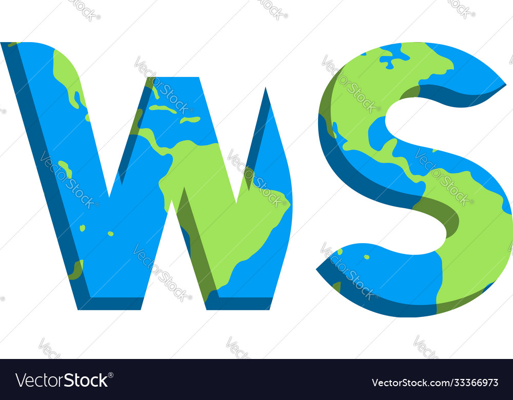 Initial ws logo design with world map style