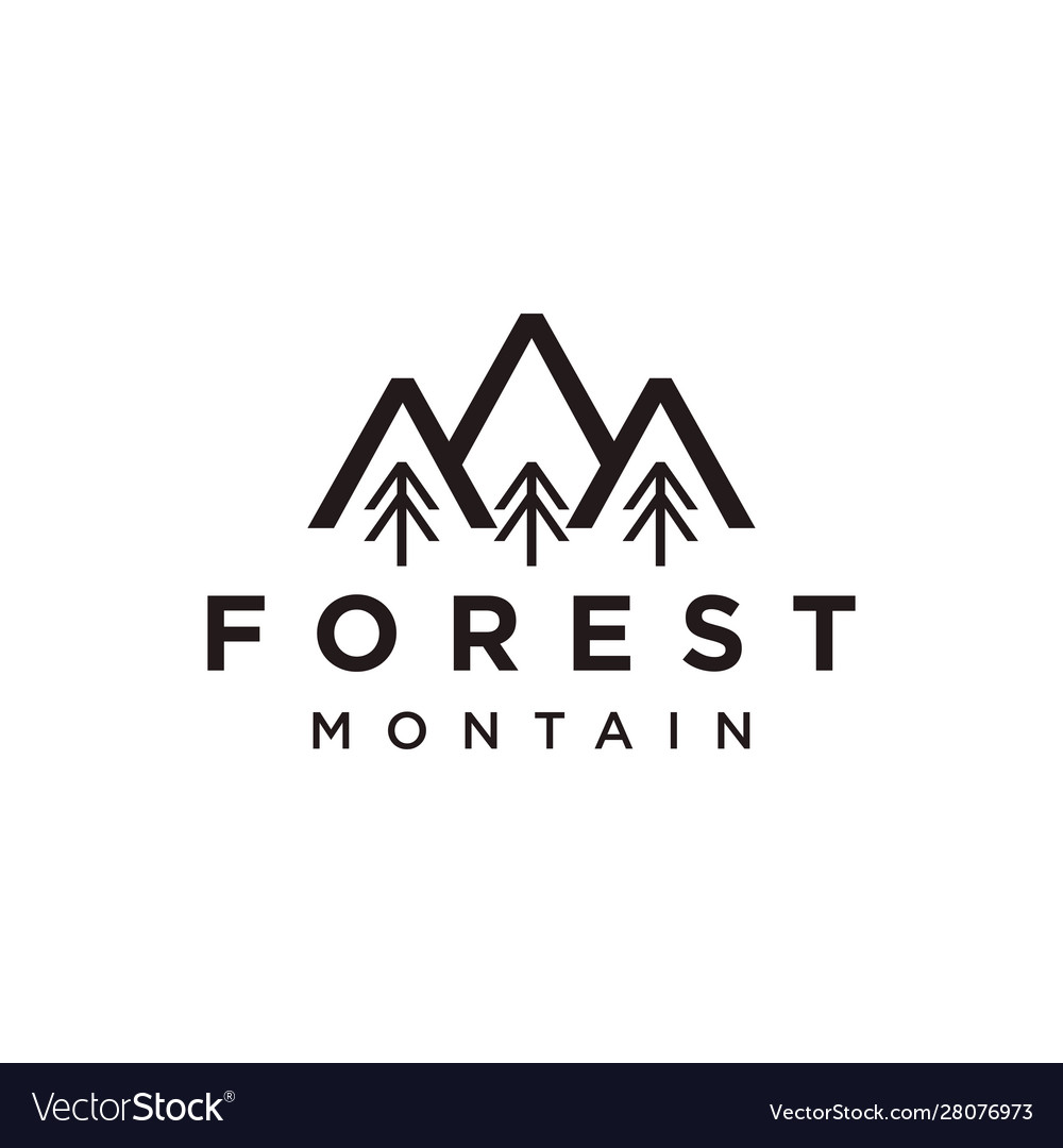 Mountain and forest line art logo icon style Vector Image