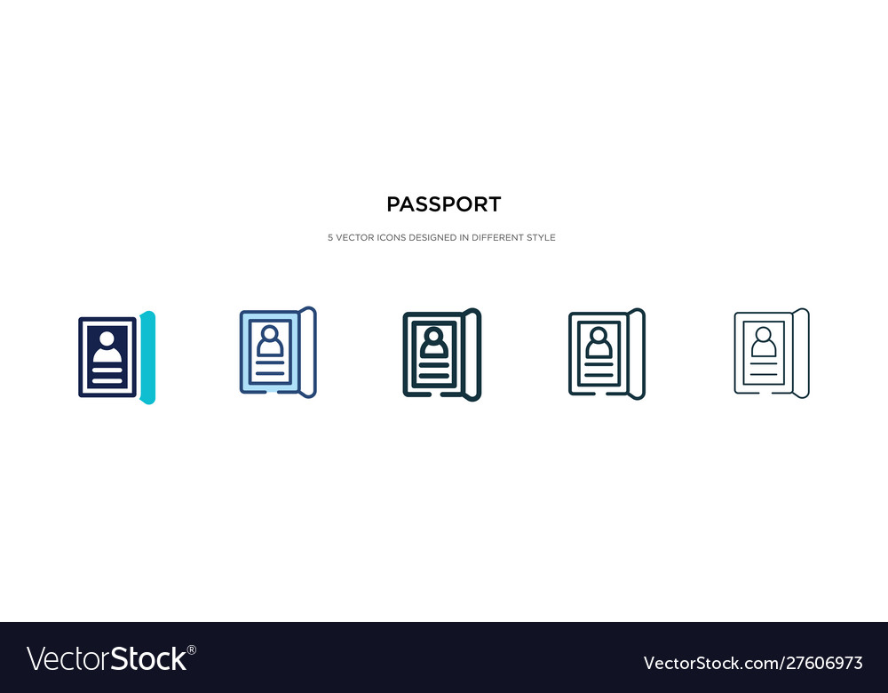 Passport icon in different style two colored vector image Passport icon in different style two colored