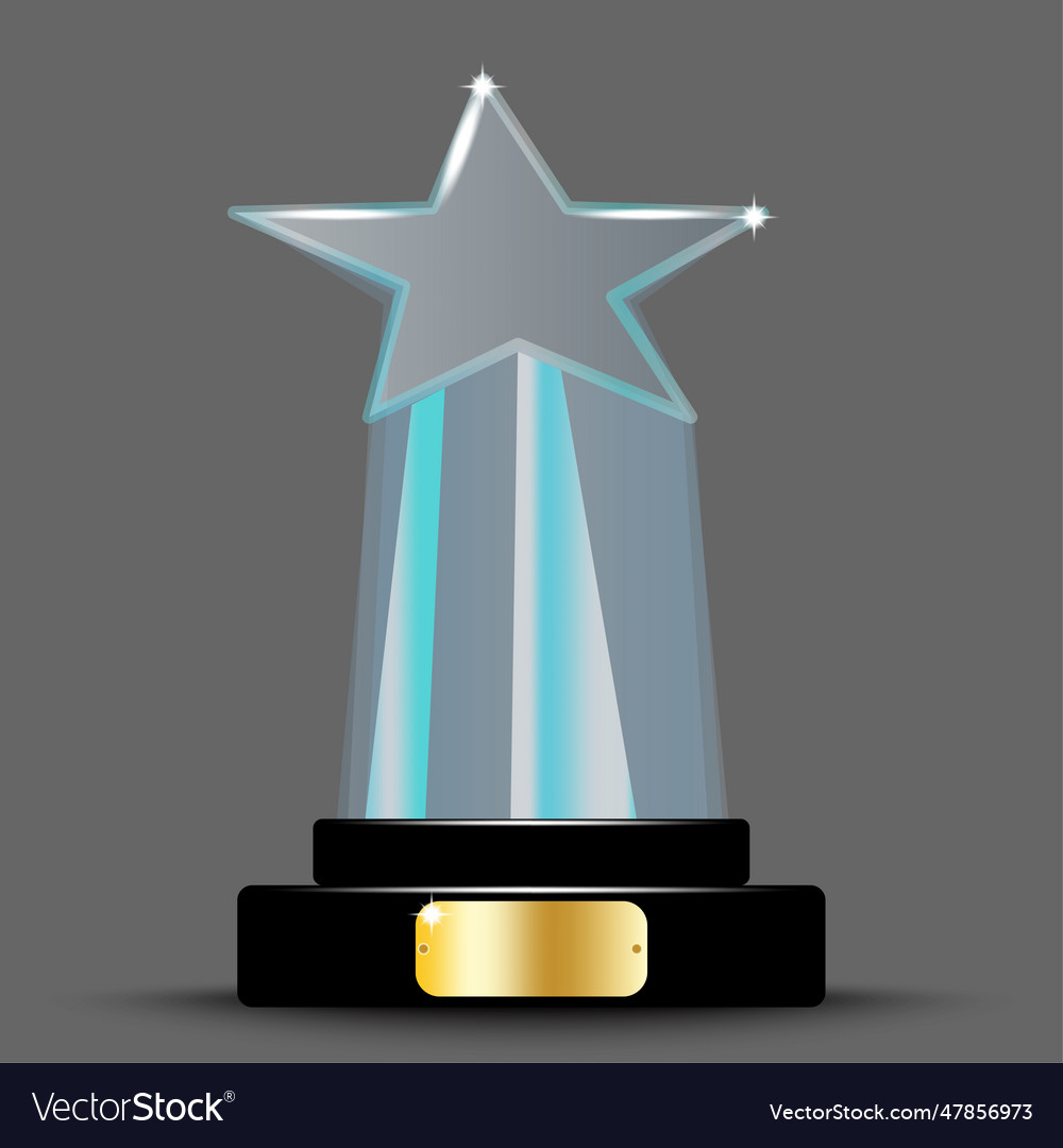 Realistic award layout design glass trophy