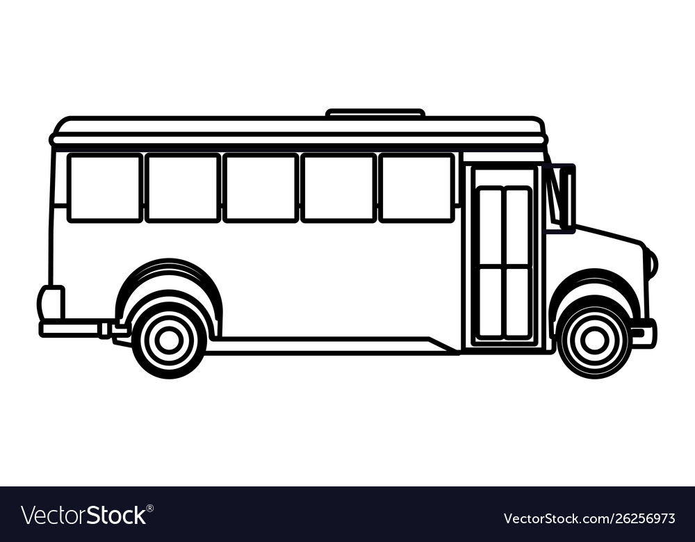 School bus public vehicle sideview in black Vector Image