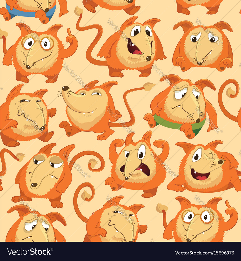 Seamless pattern with funny fox expressing various