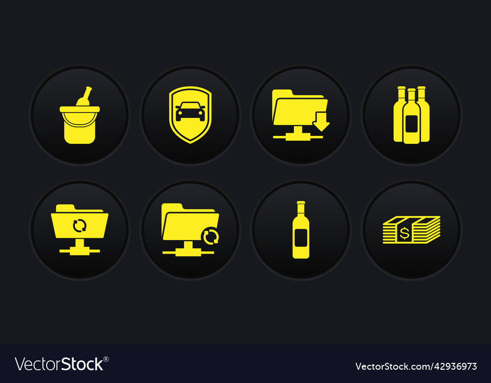 Set ftp sync refresh bottles of wine folder Vector Image Set ftp sync refresh bottles of wine folder