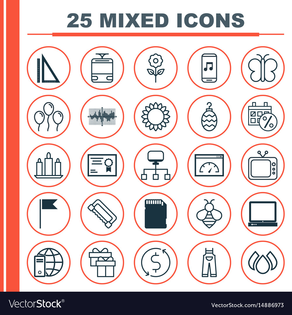 Set of 25 universal editable icons can be used