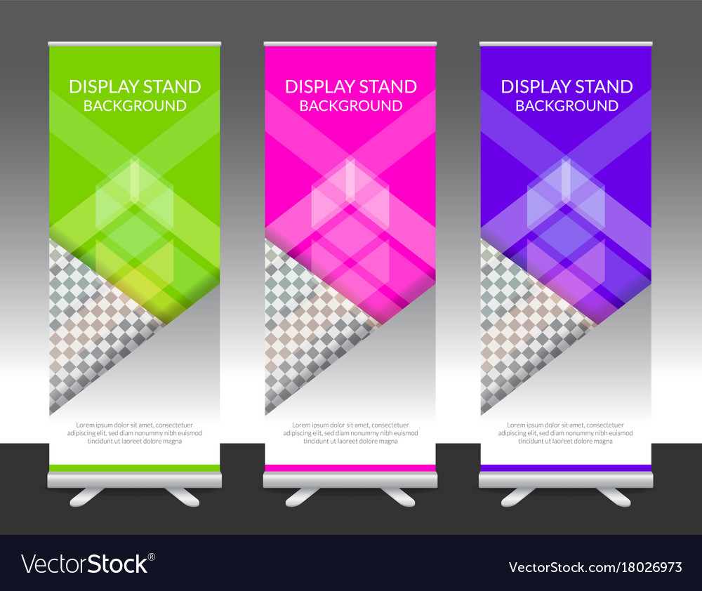 Set of vertical abstract display banner stand