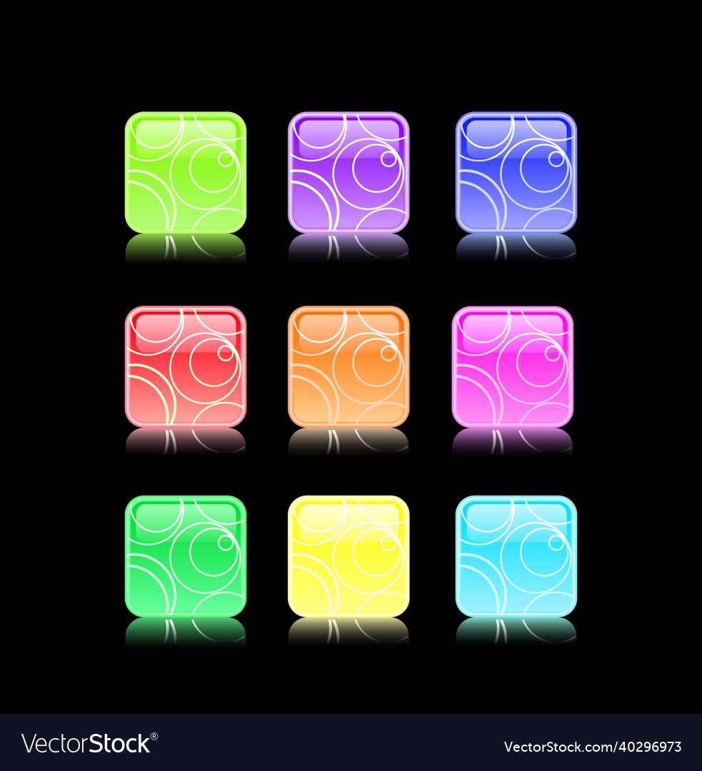 Shiny button icon set vector image Shiny button icon set