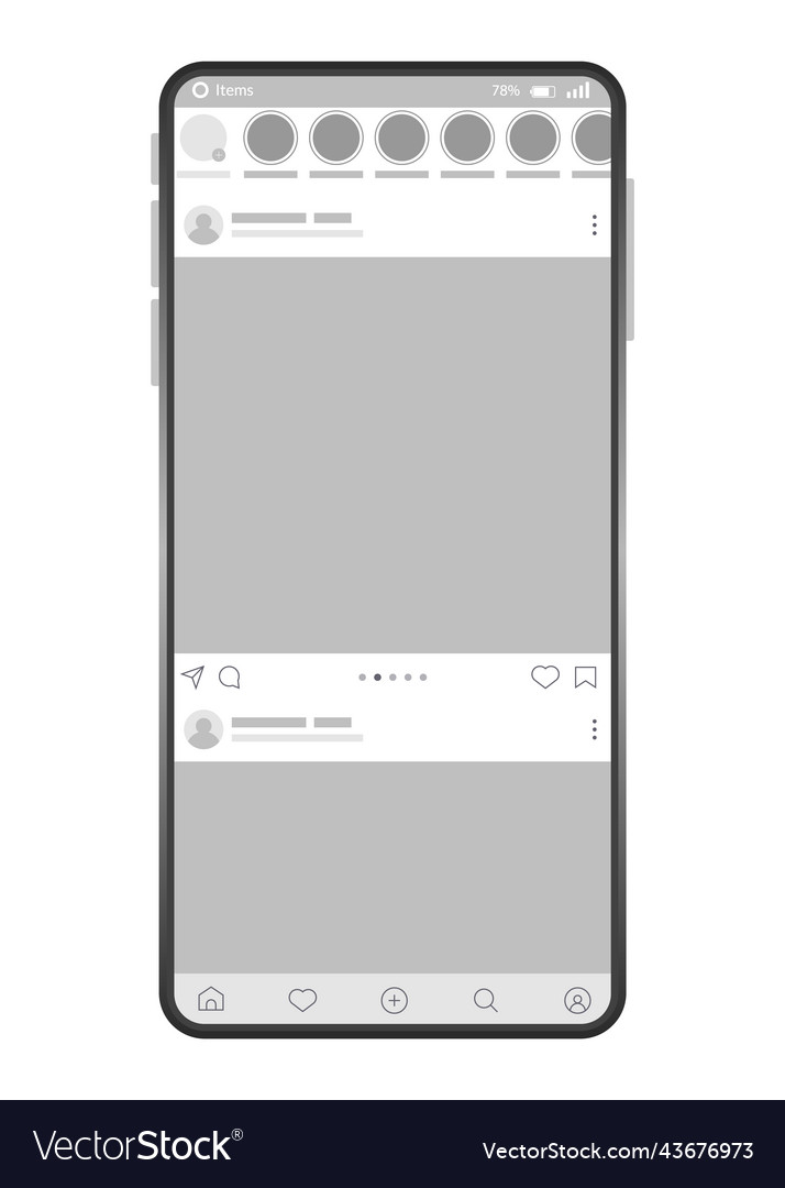 Smartphone interface post mock up with carousel vector image Smartphone interface post mock up with carousel