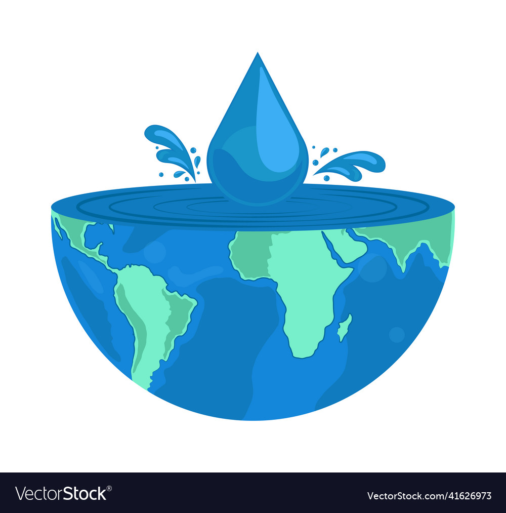 World map water drop Royalty Free Vector Image