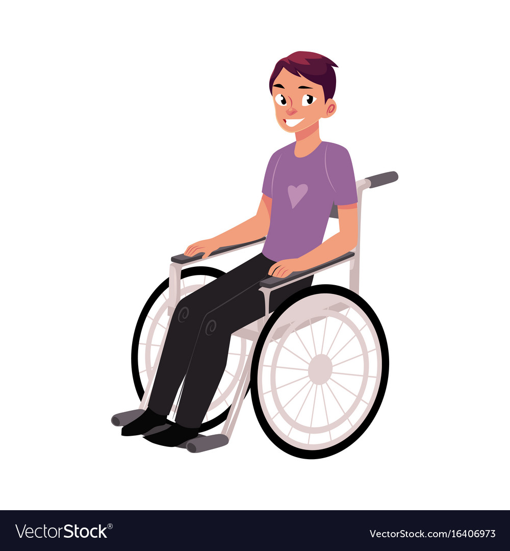 Young Man Sitting In Wheelchair Rehabilitation Vector Image