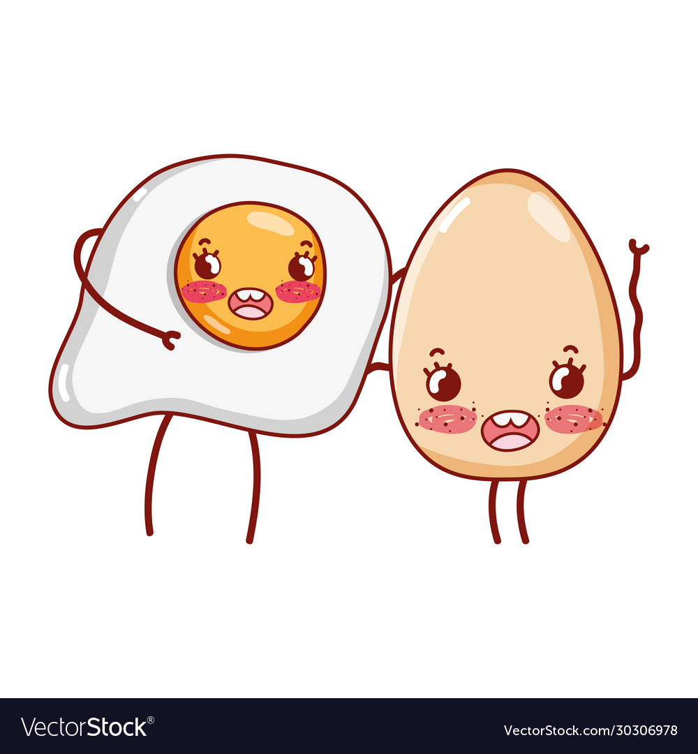 Breakfast cute fried egg and happy cartoon