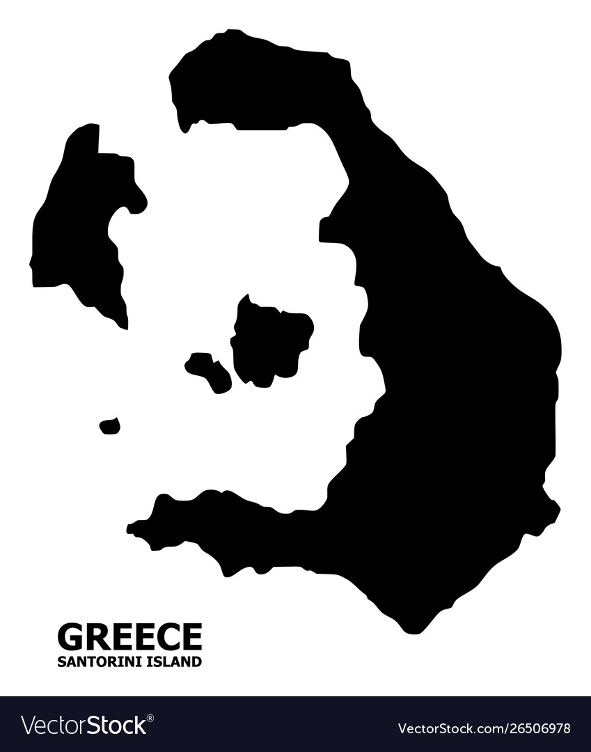 Flat map santorini island with caption