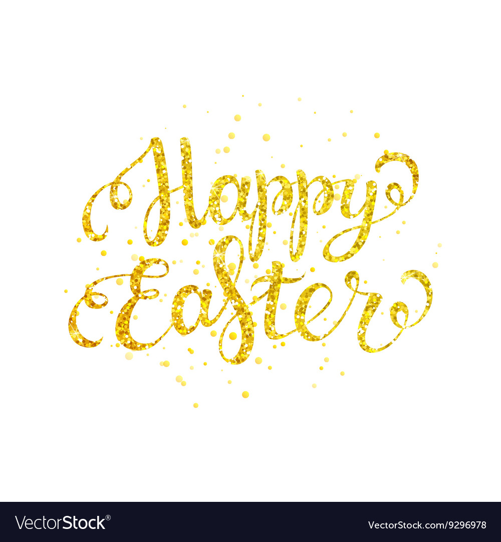 Happy easter gold lettering Royalty Free Vector Image