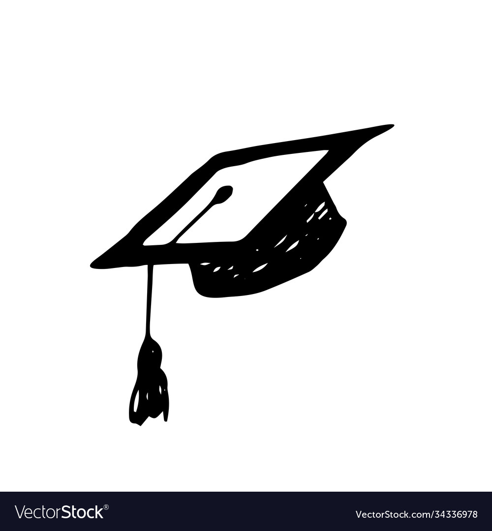 Hat with tassel doodle Royalty Free Vector Image