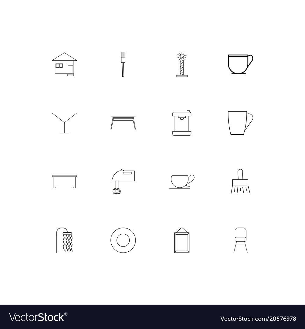 Home appliances linear thin icons set outlined