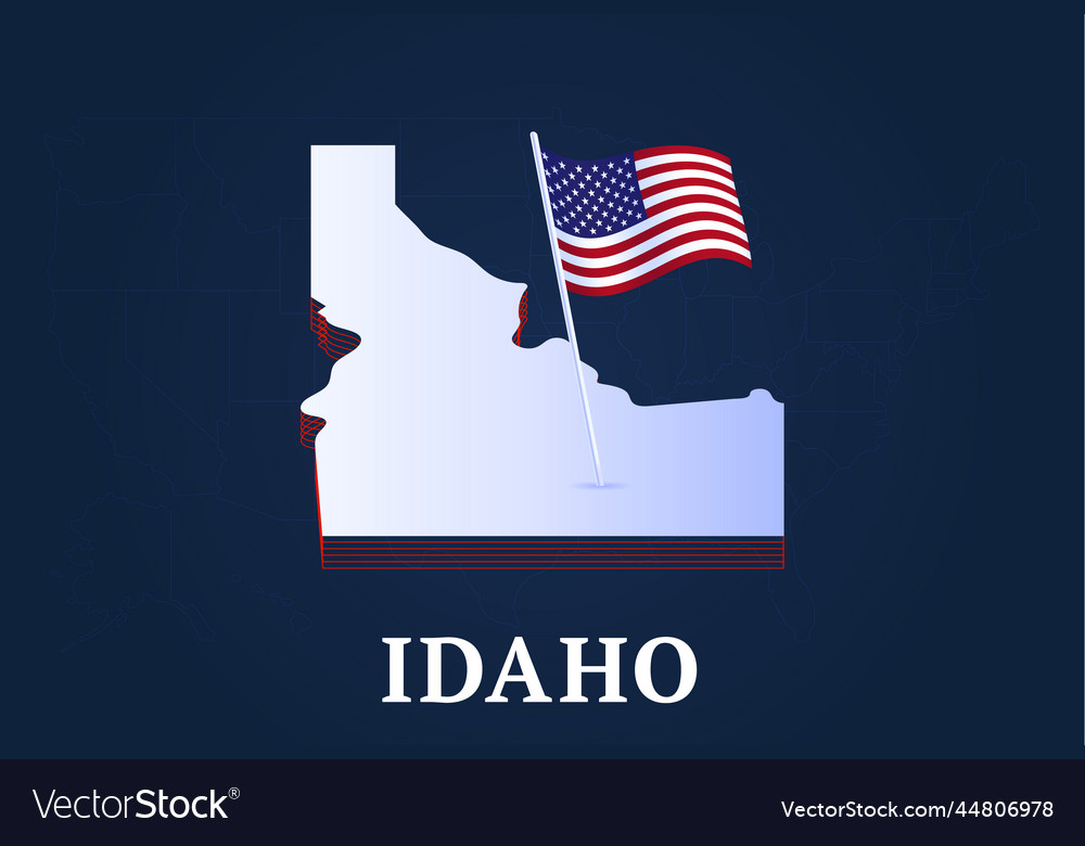 Idaho State Isometric Map And Usa Natioanl Flag Vector Image