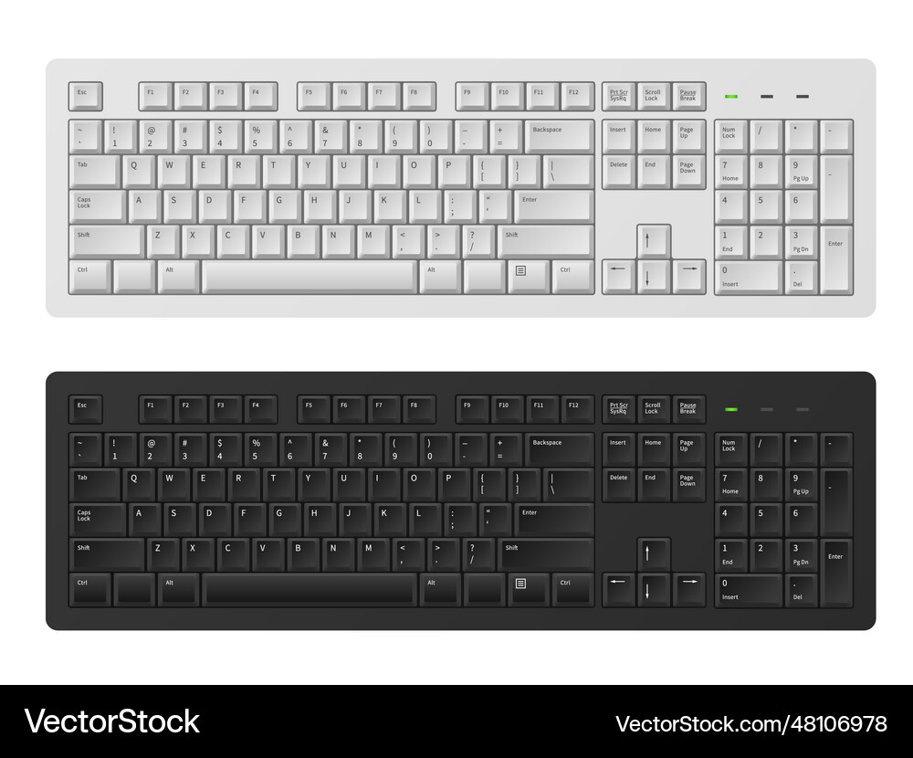 Keyboard white and black keyboard for personal Vector Image