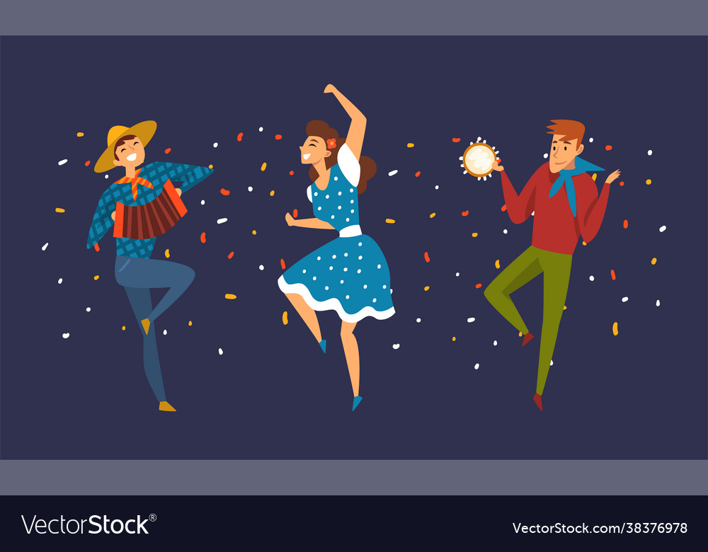 People Character Playing Musical Instrument Vector Image