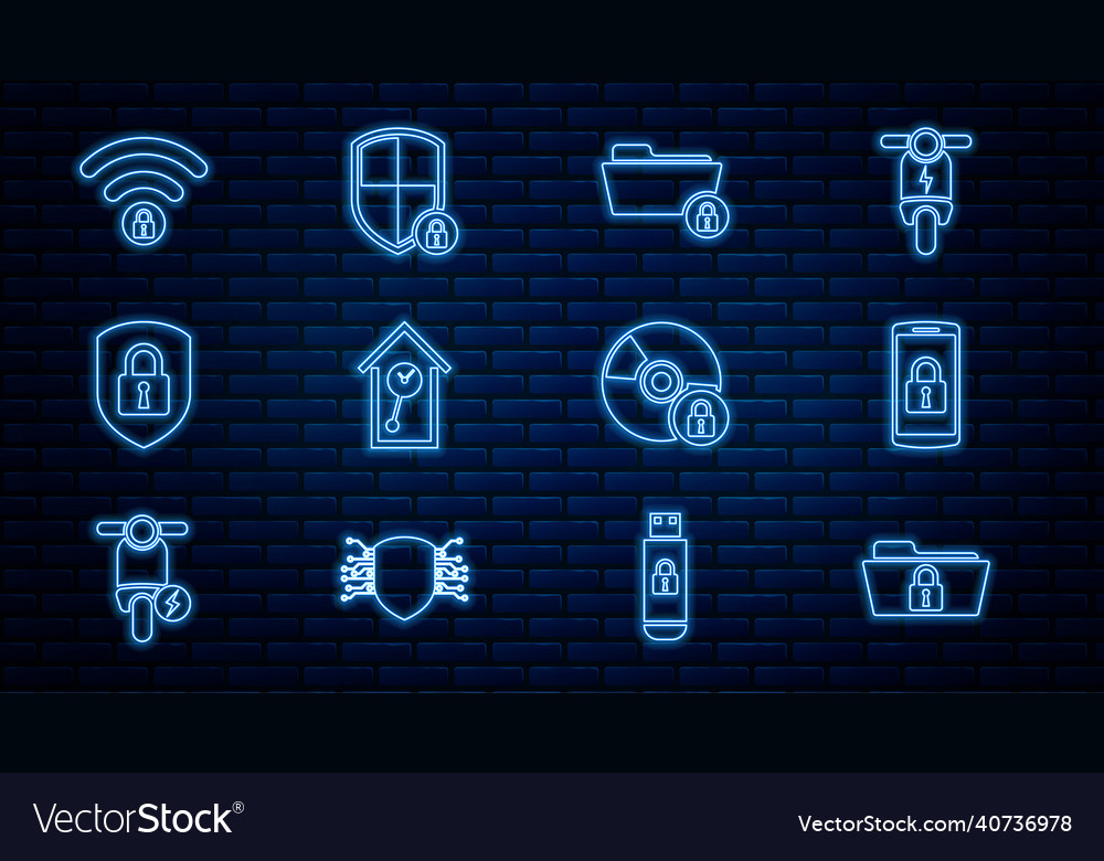 Set line folder and lock smartphone with retro vector image Set line folder and lock smartphone with retro