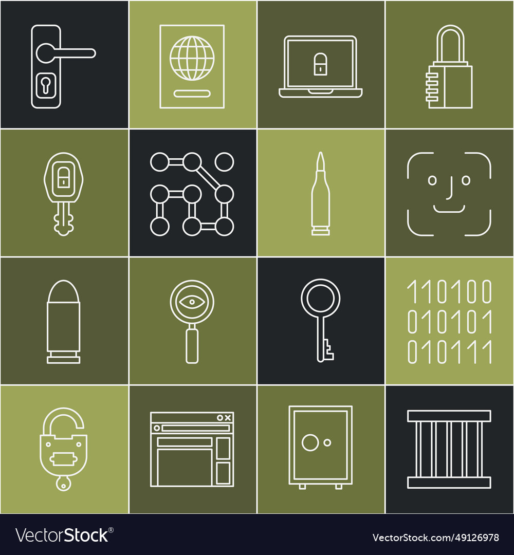 Set line prison window binary code face vector image Set line prison window binary code face