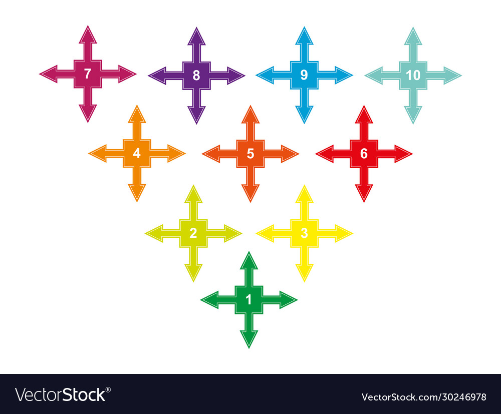 Set numbered squares with down up right vector image Set numbered squares with down up right
