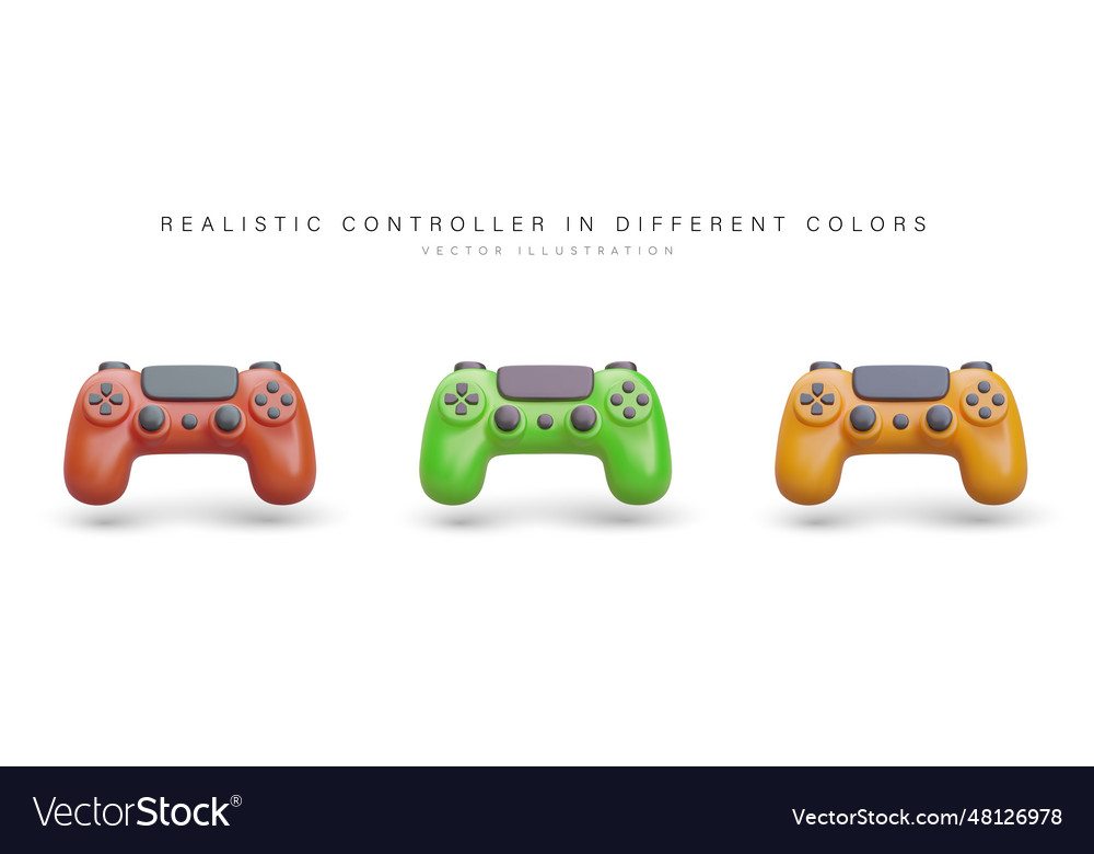 Set of modern game controllers realistic image vector image Set of modern game controllers realistic image