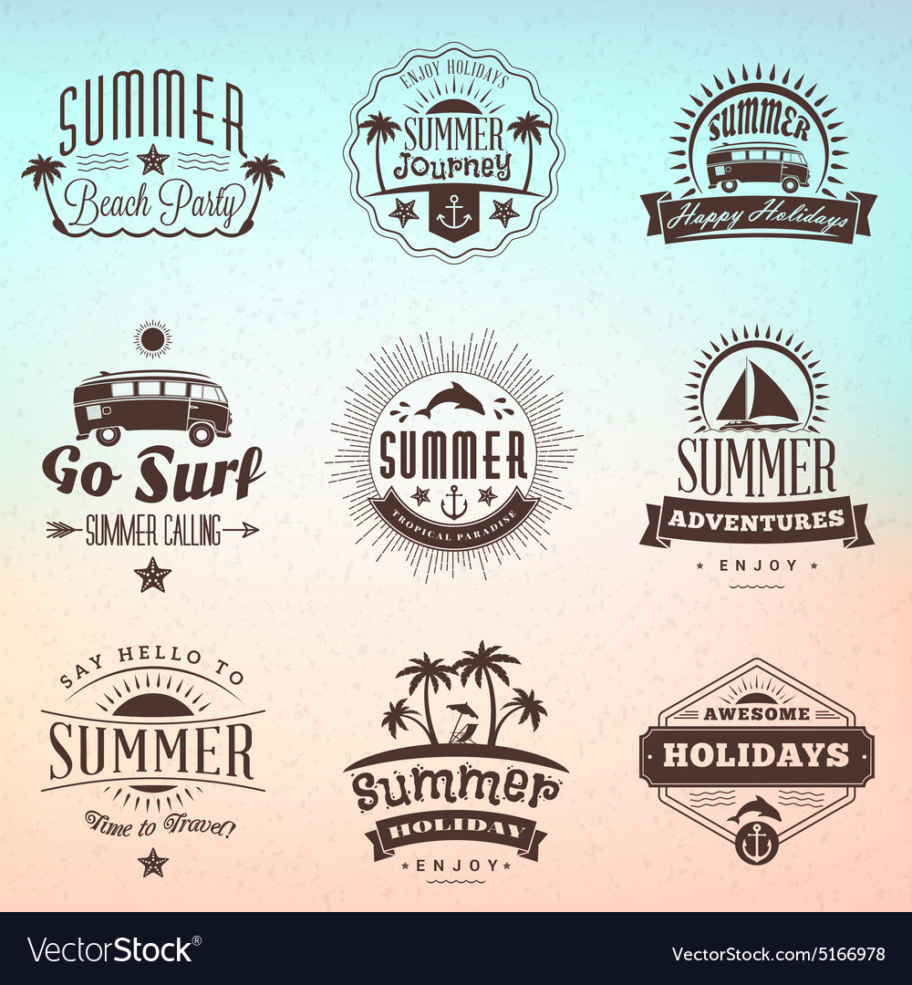 Sommerurlaub Design Elemente Set Hipster