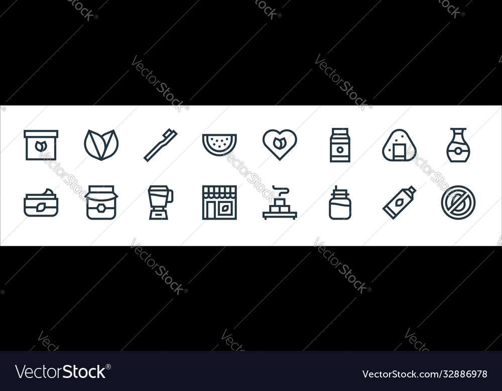 Vegan line icons linear set quality Vector Image Vegan line icons linear set quality