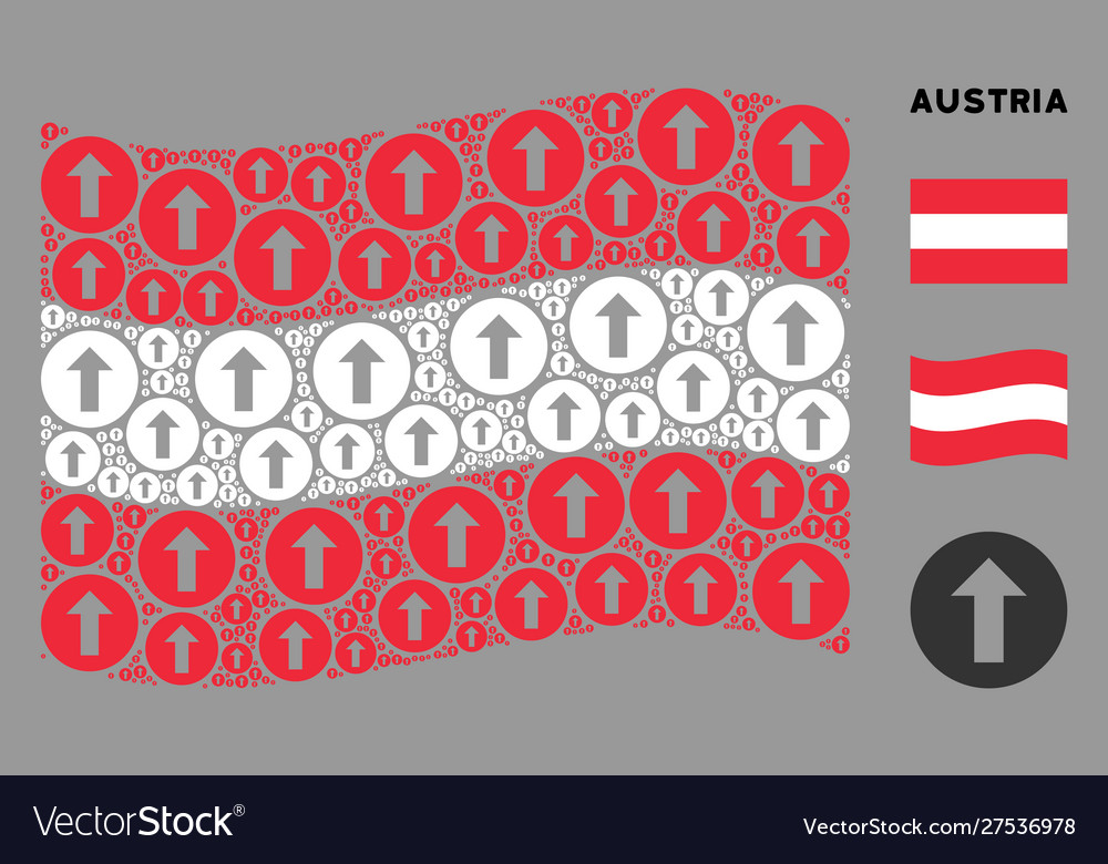 Waving austrian flag pattern rounded arrow vector image Waving austrian flag pattern rounded arrow